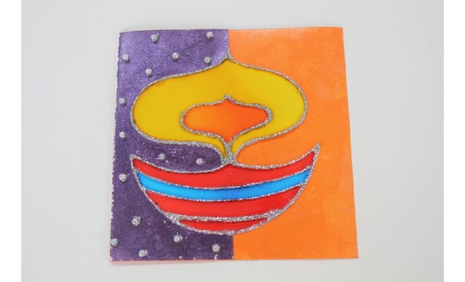 Diwali Greeting Card Making Using Glass Colours